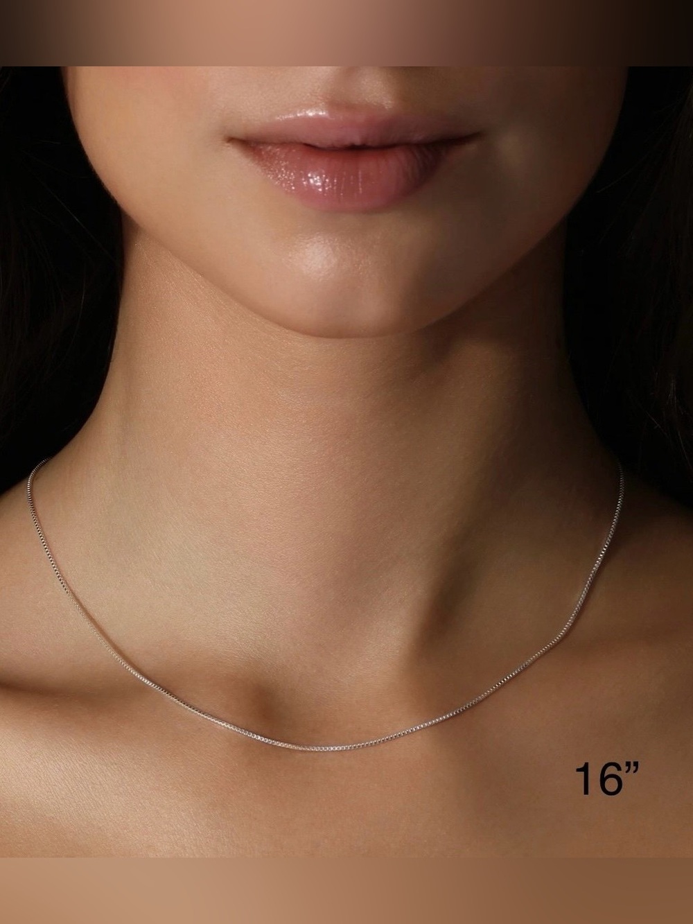 16" x 1mm | Box Chain Necklace | 925 Sterling Silver | Lobster clasp
